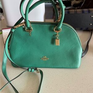 Coach Vibrant Green Leather Satchel
